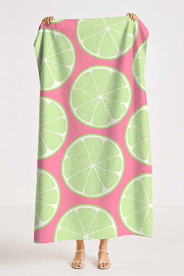 Lemon Tropical Summer Beach Towel-Pink Green Mediterranean Pool Sea Bath Quick Drying Seaside Cover