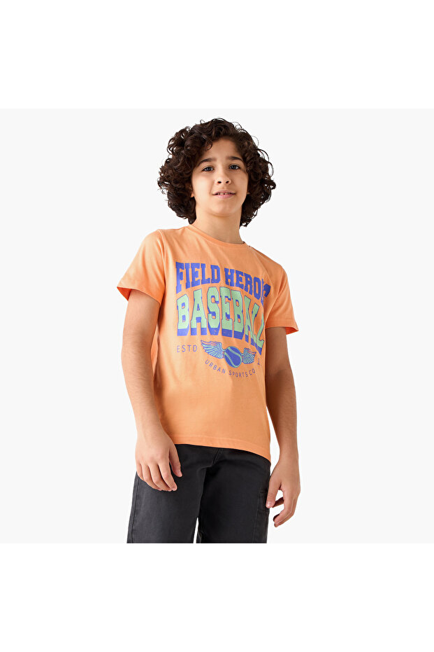 Crew Neck Short Sleeves T-shirt with Graphic Print
