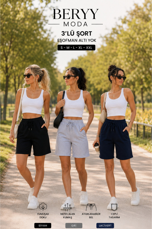 Capture the Trend of Triple Shorts in Black, Gray, and Navy Blue; Make a Statement with the Most Dynamic Combinations of the Season.
