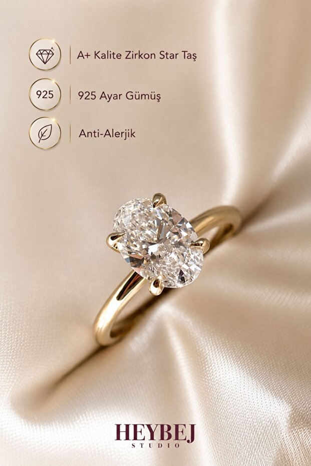 Oval Tektaş Yüzük - 2 Ct