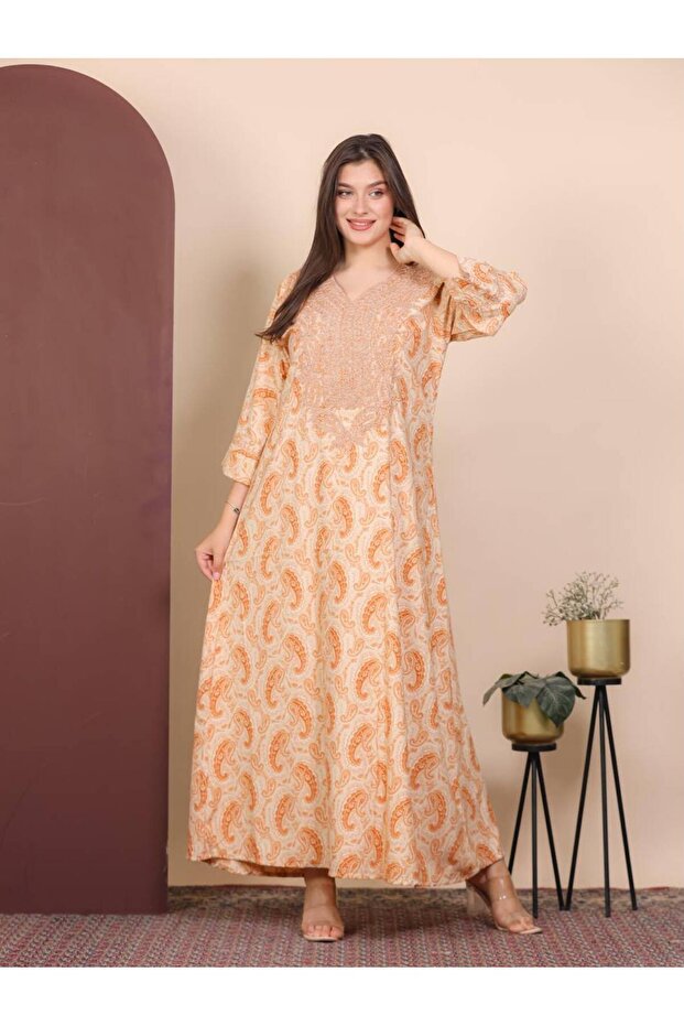 Linen galabiya treated against shrinkage