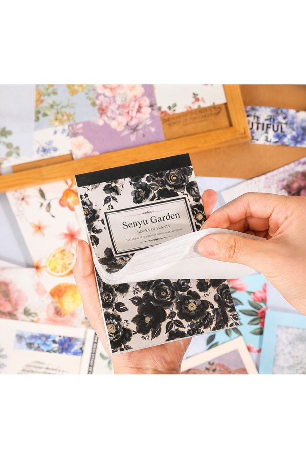 100 Sheets Vintage Floral Themed Scrapbook Paper Pad | Journal, Collage, Bullet Journal, and DIY Hobby Paper