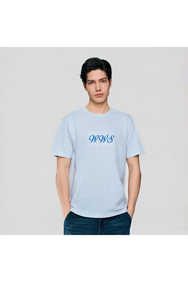 Men Slim World Without Strangers Print Tee