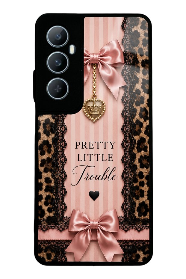 Realme C65 Glossy Phone Case with Pretty Leopard Bow Design