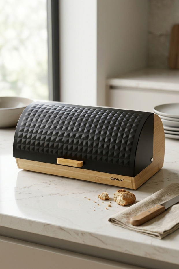 Lunora Bamboo Bread Box with Metal Lid Ckr4539