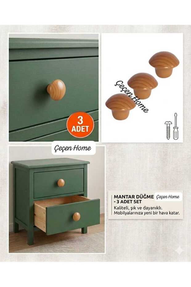 (2 Pieces) Mushroom Button Handle Drawer Cabinet Door Handle Single Screw Wooden Look Handles, Mushroom Handle Drawer Cabinet Door Handle, Drawer Handle, Furniture Handle