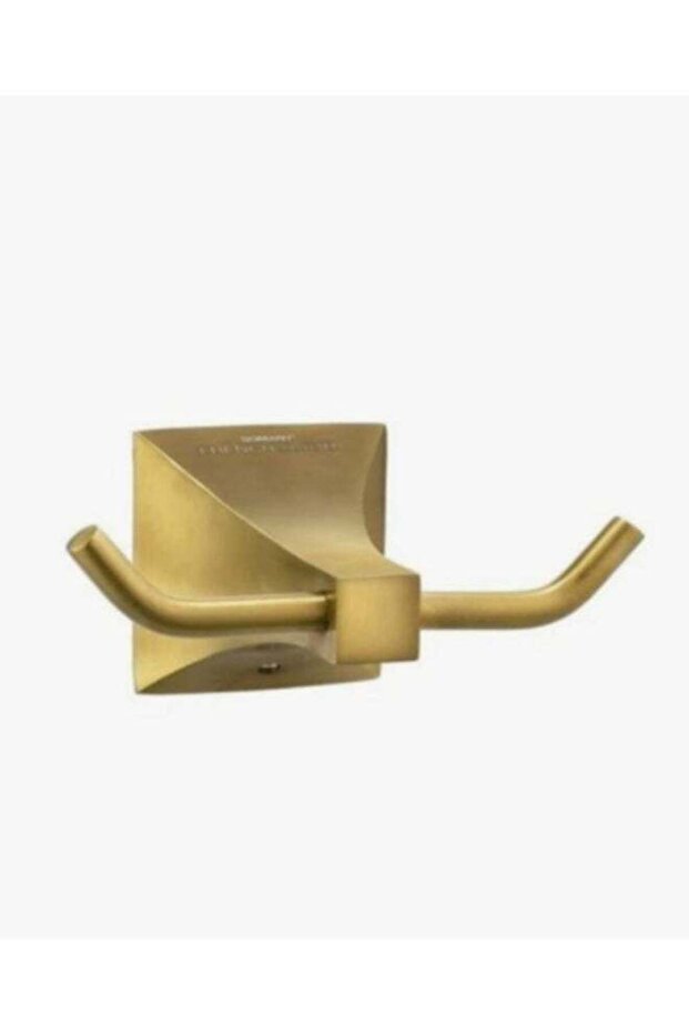 SOMANY Giza Double Robe Hook – Brushed Gold Finish | 16x8x11 cm | Premium Bathroom Wall Hook | Luxury Double Coat & Towel Hook