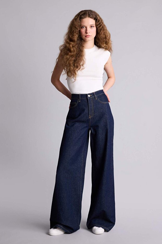 Wide Leg High Waist Long Jean Trousers F3711Ax26Sm