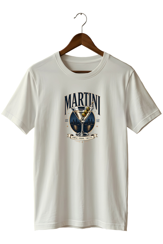 Martini Cocktail Unisex Cocktail Printed Regular Fit Crew Neck T-Shirt