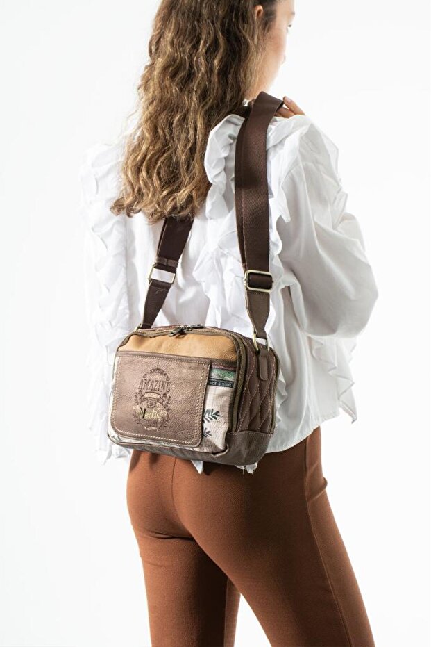 Retro Vegan Leather Amazing Ventis Women's Messenger Bag 27*18 cm Faux Leather Shoulder Bag Multi-Pocket