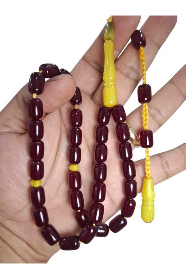 سبحة من خرز العنبر المضغوط بتوقيع ماستر، مقاس 8*12 مم، مناسبة للاستخدام اليومي.