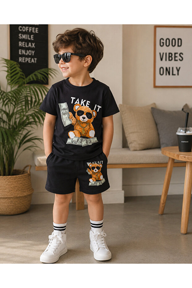 2 Piece Teddy Bear Printed Top and Bottom Kids and Baby Set