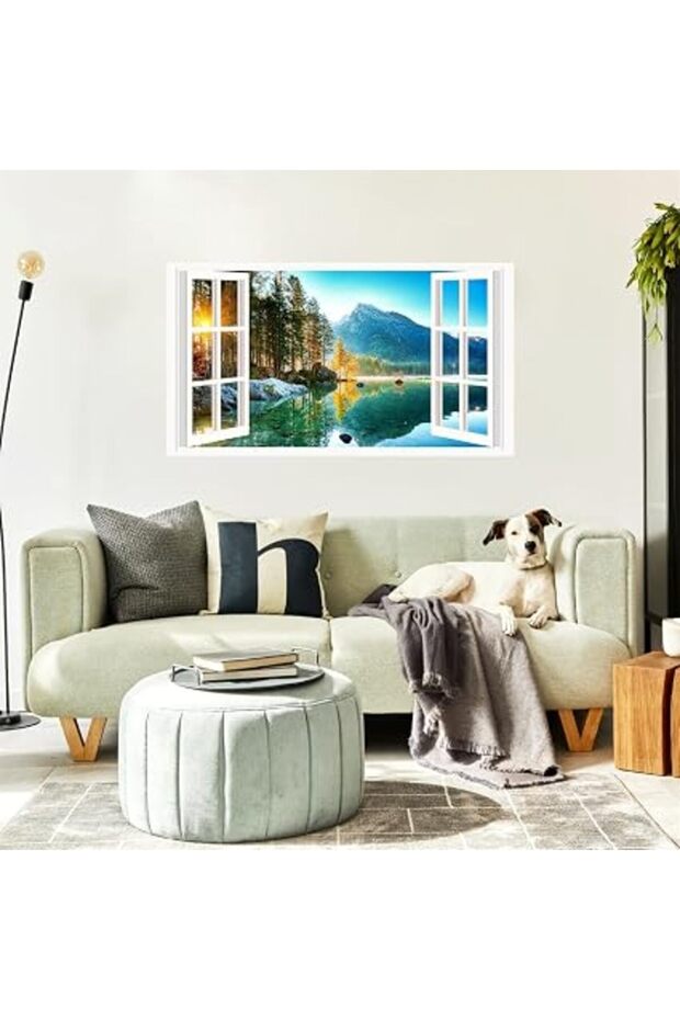 Mountain 3D Wall Stickers Removable Mountain Lake Wall Decals 3D
