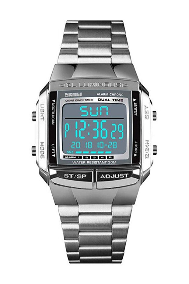 Men's Stainless Steel Analog & Digital Watch 1381 - 35 mm - Silver