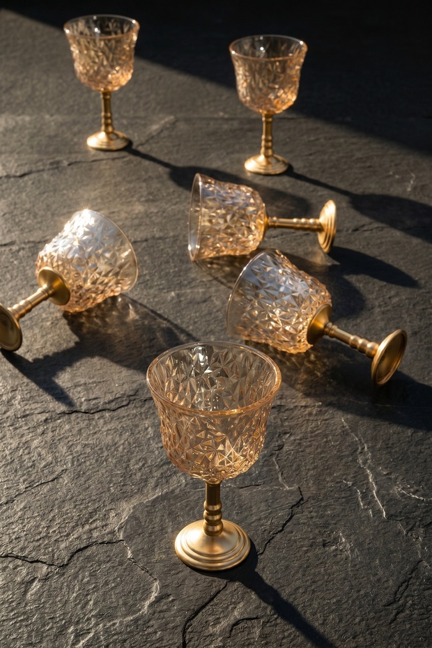 كوب قهوة زجاجي من بيرا، طقم من 6 قطع، لون كهرماني - 80 مل