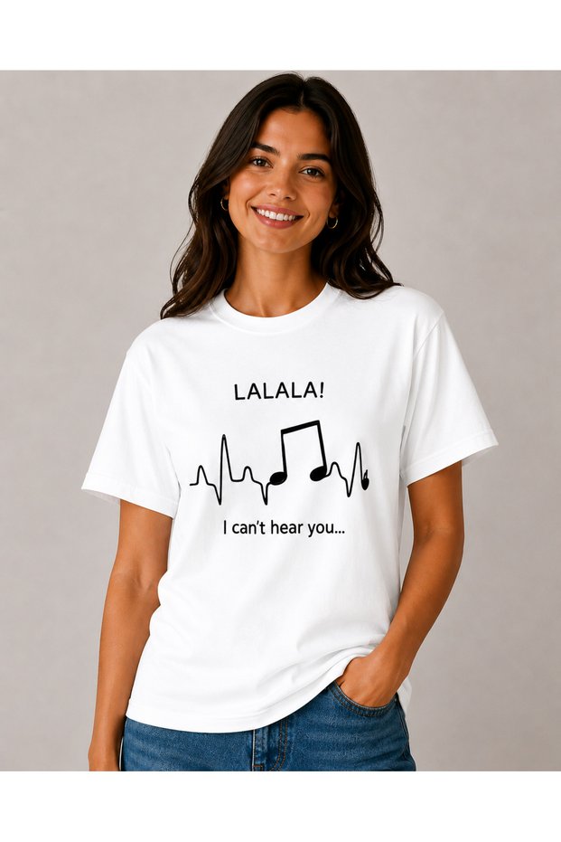 Unisex Oversize T-Shirt La La La Printed 100% Cotton T-Shirt Comfortable Fit