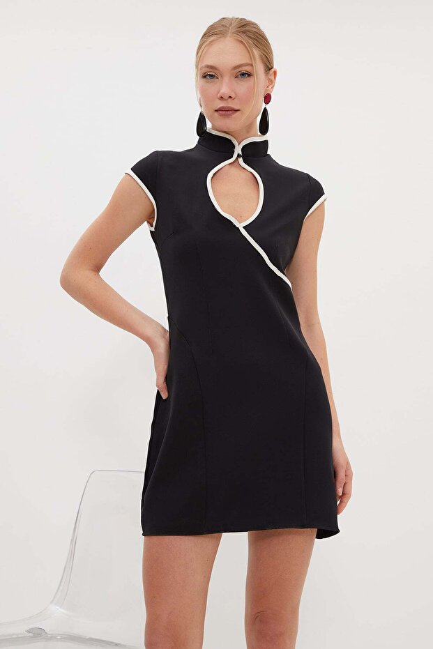 Ribbed Chest-Cut Out Mini Dress