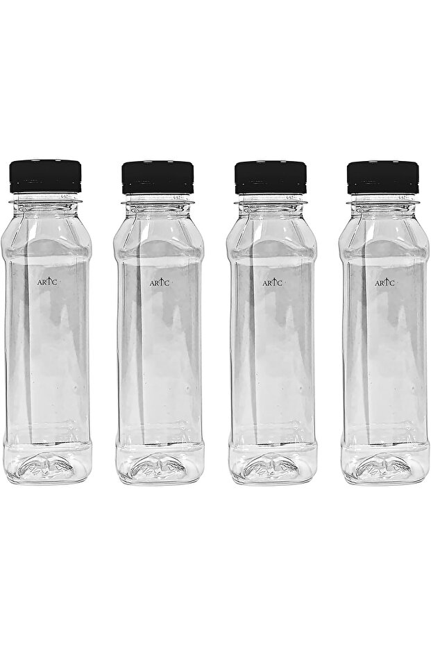 4Pcs Plastic Juice Bottles Clear With Caps Milk Bottle Water Bottles- 500ml