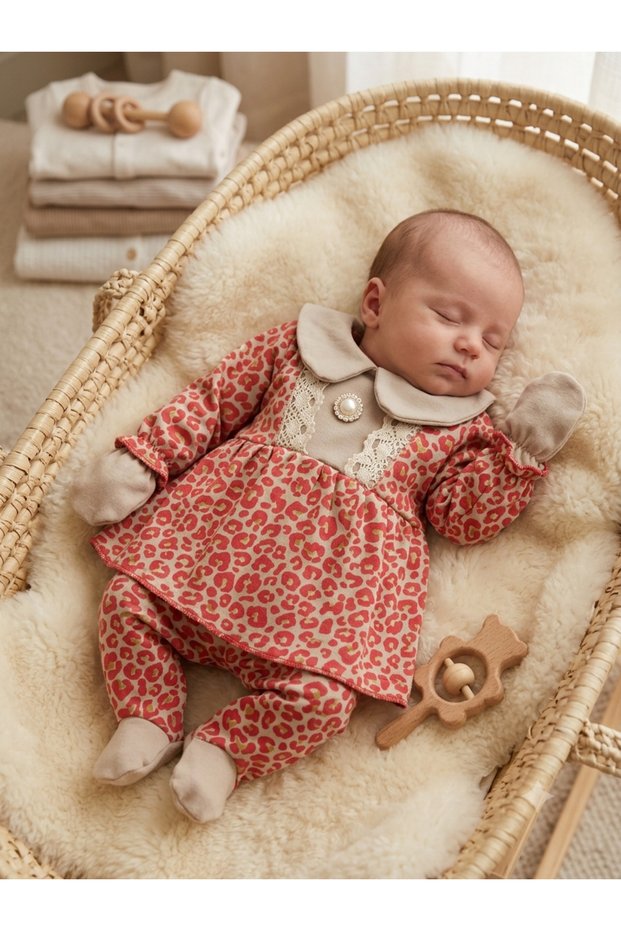 Newborn Dress, Gloves, Buckle, Bib, 4-Piece Set