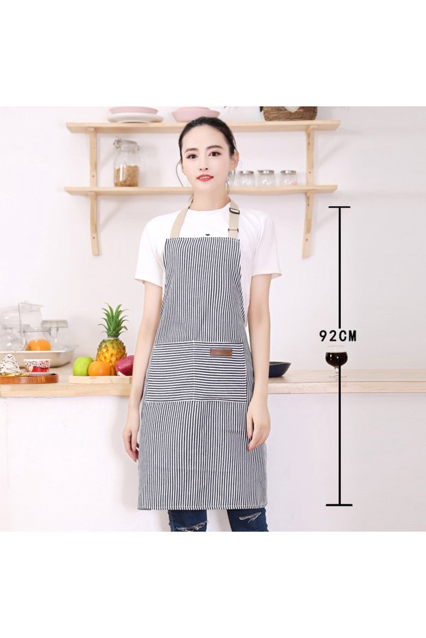 xitiaowen-gray White Black Striped Man Woman Home Restaurant Kitchen Baking Nail Bib Oil Repellent W