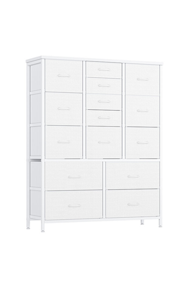 15 Drawer Wardrobe with Handles, Fabric Storage Cabinet with Metal Frame for Bedroom, Closet, Hallway, Black Entryway