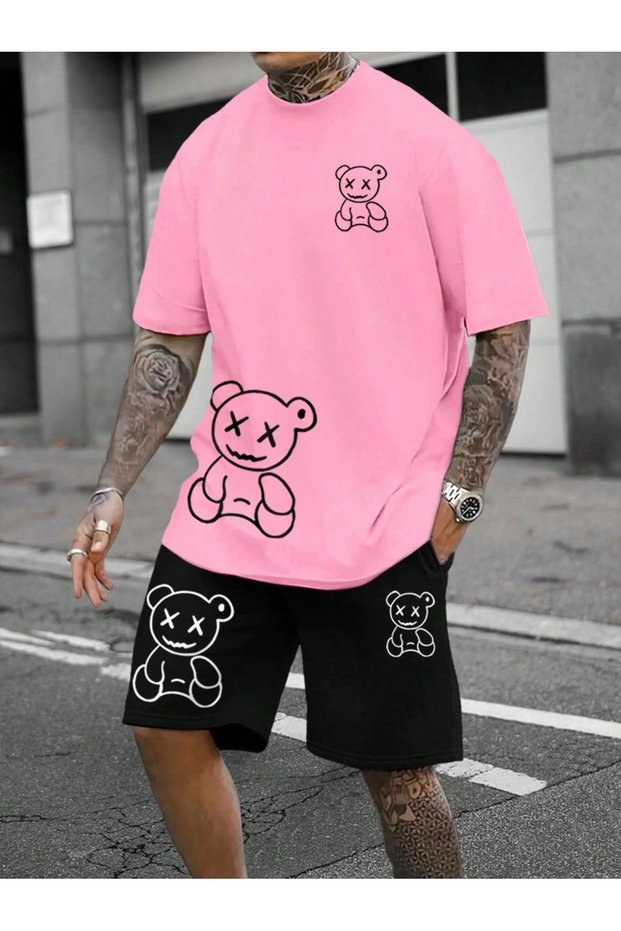 Unisex Oversize Shorts Set Short Sleeve T-Shirt Comfortable Fit Summer Casual Sports