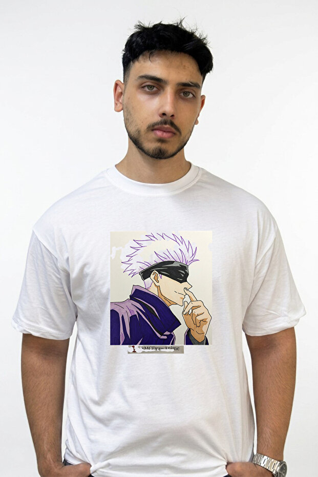 Gojo Satoru_32 Design Printed Oversize White T-Shirt