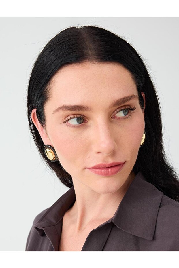 Black Round Shaped Modern Shiny Earrings
