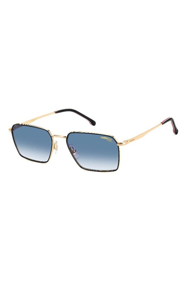 UV Protected Sunglasses Gold & Black Frame Dk Blue Shaded Mirror Lens 56mm - C-356/S-RHL