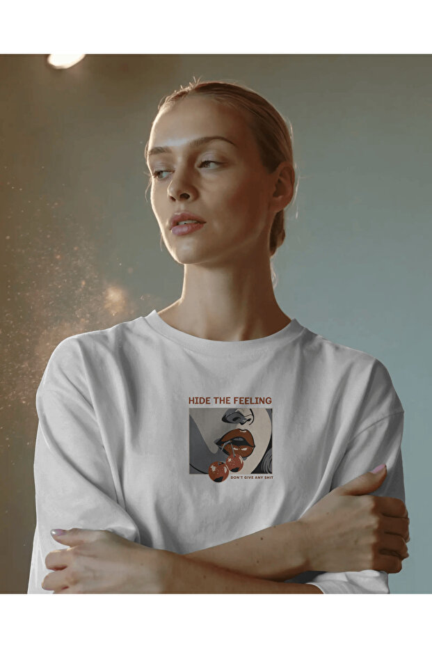Hide the Feeling Unisex White Oversize T-Shirt
