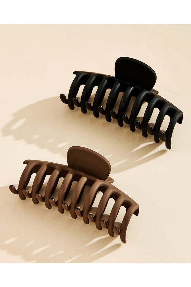 Women Black & Brown Claw Clip Set Of 2