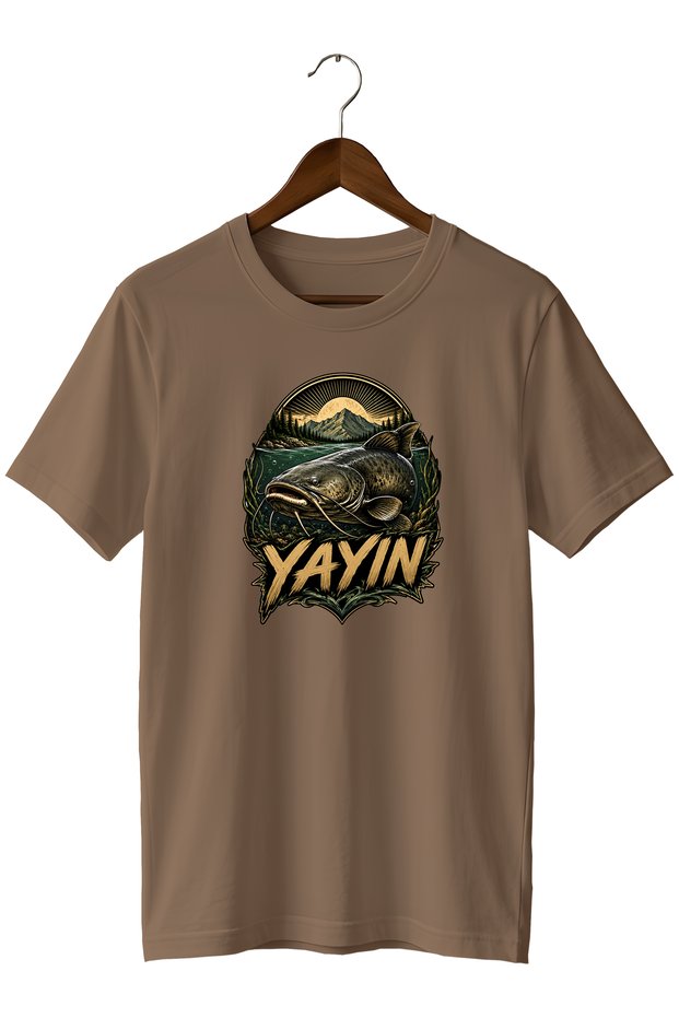 Catfish Printed Unisex T-Shirt Fishing Outdoor Fishing Themed Crew Neck T-Shirt