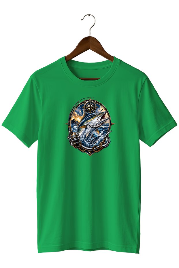 Orkinos Fish Printed Unisex T-Shirt Sea Fishing Outdoor Themed Crew Neck T-Shirt