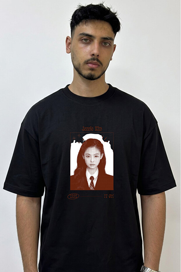 Jennie Kim Design Printed Oversize Black T-Shirt