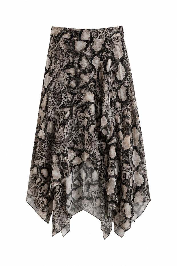 Yulanis Patterned Ruffle Skirt Brown