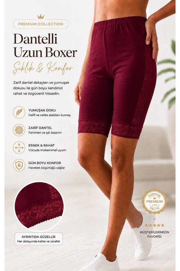 Women's Lace Striped Short Leggings Long Boxer