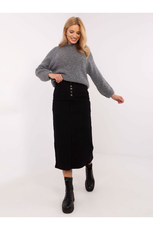 Fusta Dama Midi, Guler inalt, Daysie, Negru Casual Model SD-A520-2.49 - 1