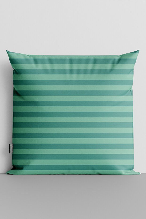 Green Horizontal Lines Double Sided Digital Printed Throw Pillow Cover - 1535