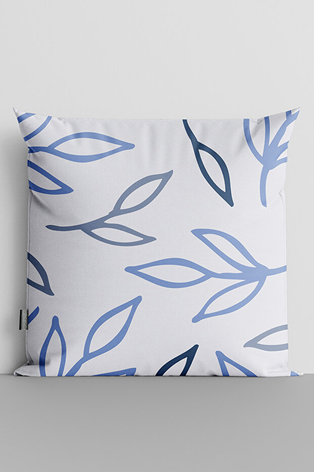 Blue Leaves Double Sided Digital Printed Throw Pillow Cover - 1514