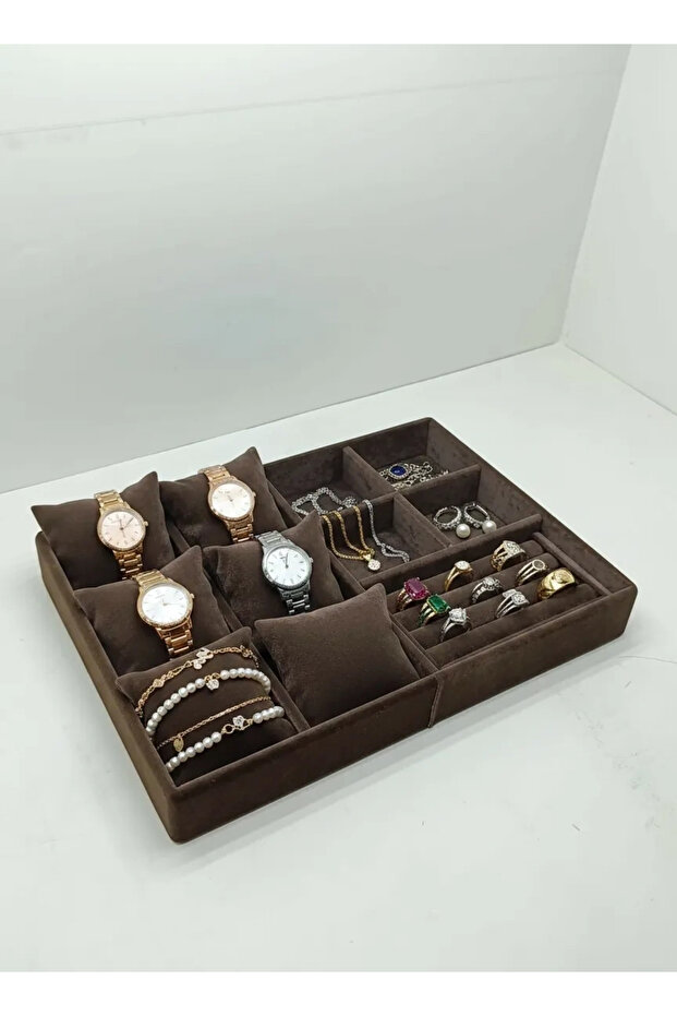 Oslo Model Suede Coated Brown Color 24/34 cm Padded Jewelry Display Stand