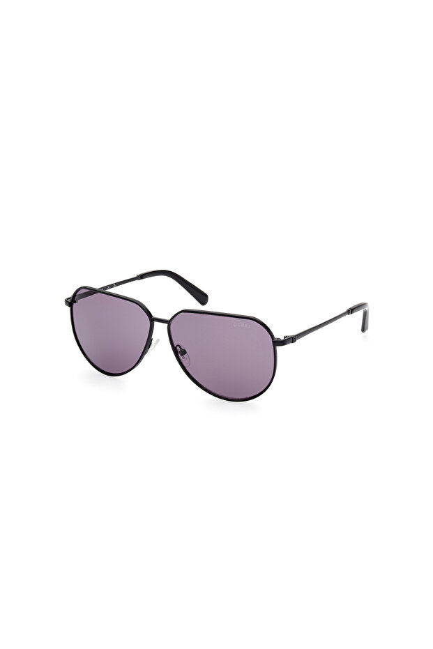 Shiny Black Uv400 Metal Male Sunglasses