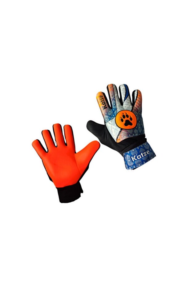 Orange and Blue Latex Goalkeeper Gloves, Ideal for Sports and Training