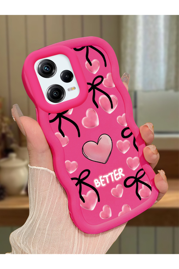 Redmi Note 12 Pro 5g Compatible Case with Camera Protector Red Silicone Couple Phone Case Heart Pattern