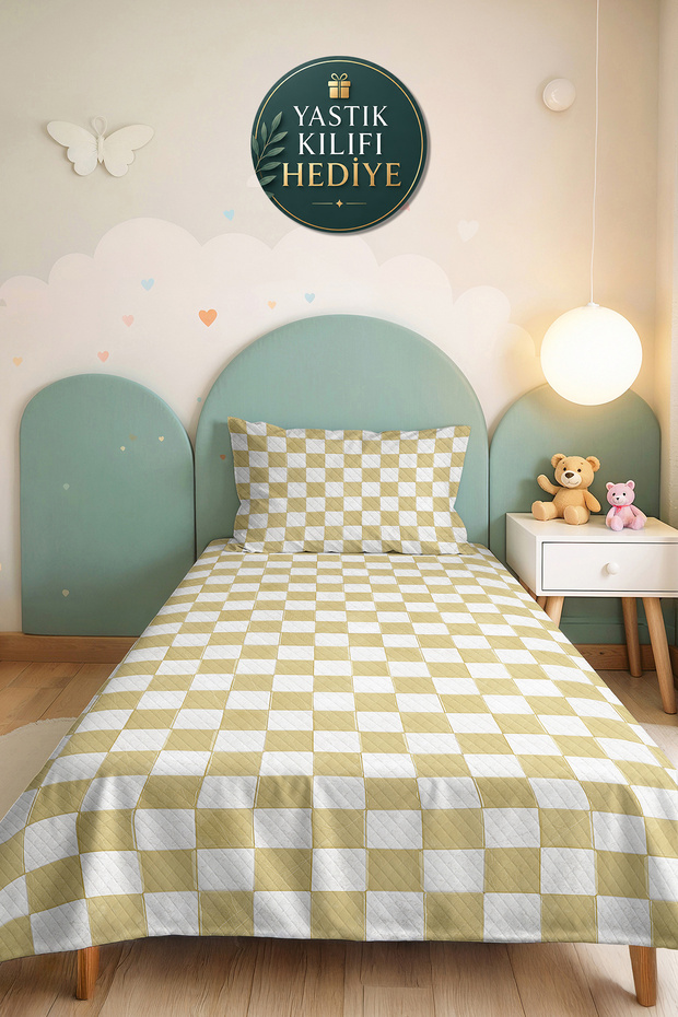 Checkered Yellow Young Room Single Pique Set-Plaid Mackenzie White 160X220Cm Quilted Bedspread