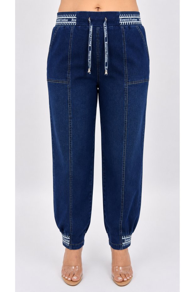 Plus Size Denim Wide Leg Women's Trousers
