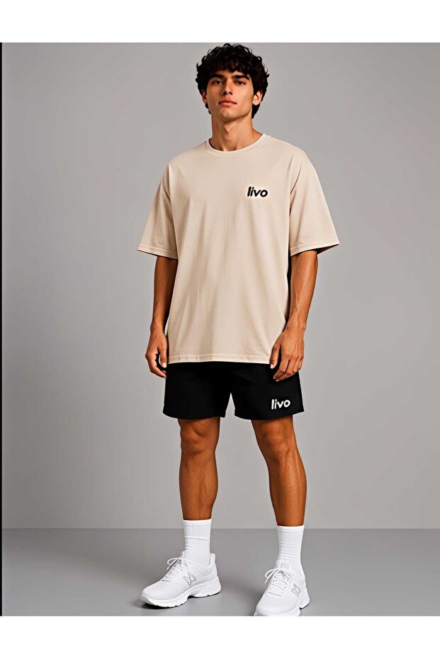 Basic Oversize T-Shirt with Livo Gülcan Print – Comfortable Fit, Casual Sports Combination