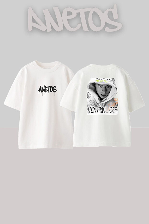 Central Cee_65 Design Printed Oversize White T-Shirt