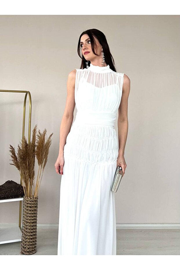 White Chiffon Women's Dress