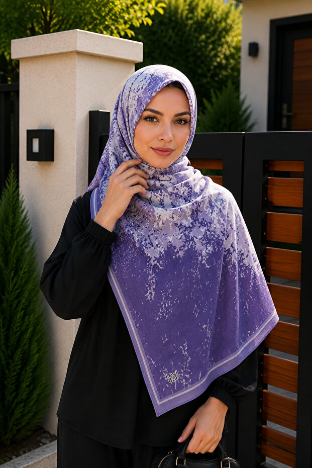 Purple Patterned Cotton Shawl