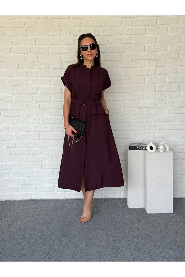 Hakim Collar Tencel Shirt Dress